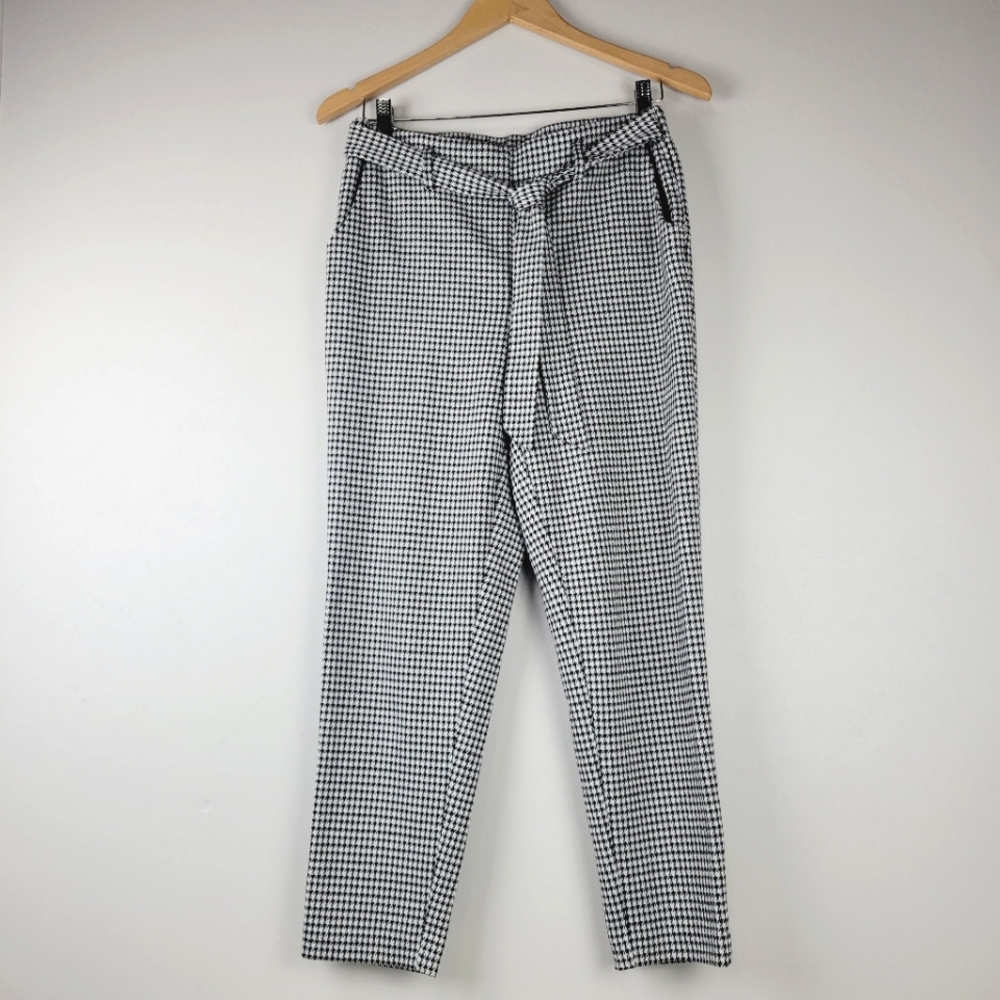 One by Chapter One Womens Small Black White Houndstooth Dress Pants Wide Leg
